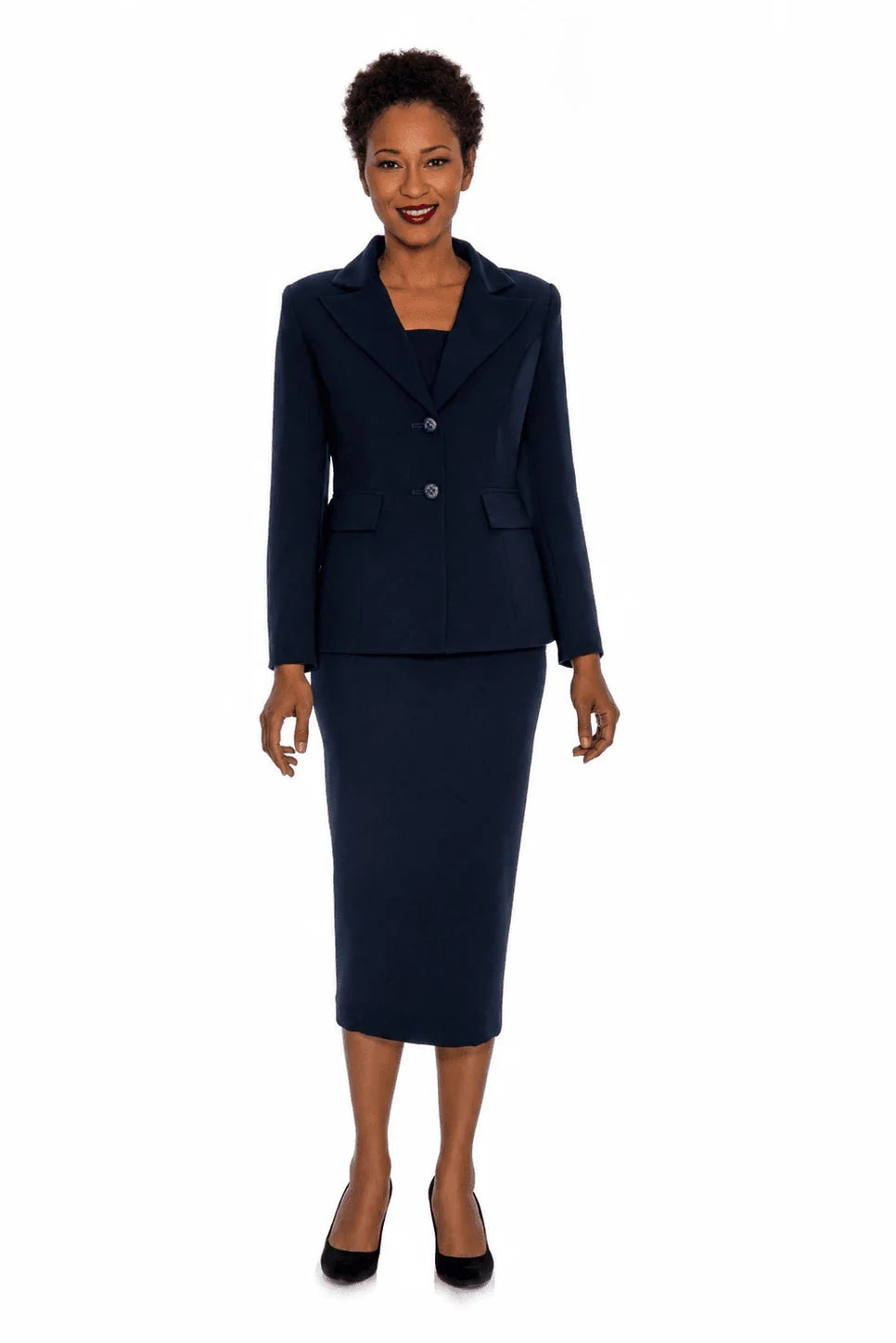Classic Two-Button Blazer&Midi Skirt Suit-Plus