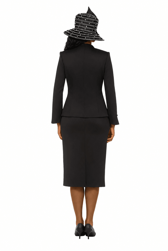 Black&White Crystal Zigzag Premium Scuba 2pc Suit