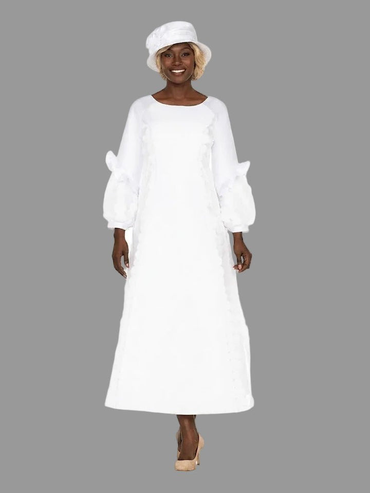 A - line Balloon Slv Dress w/ Circular Petal Design - Especially Yours