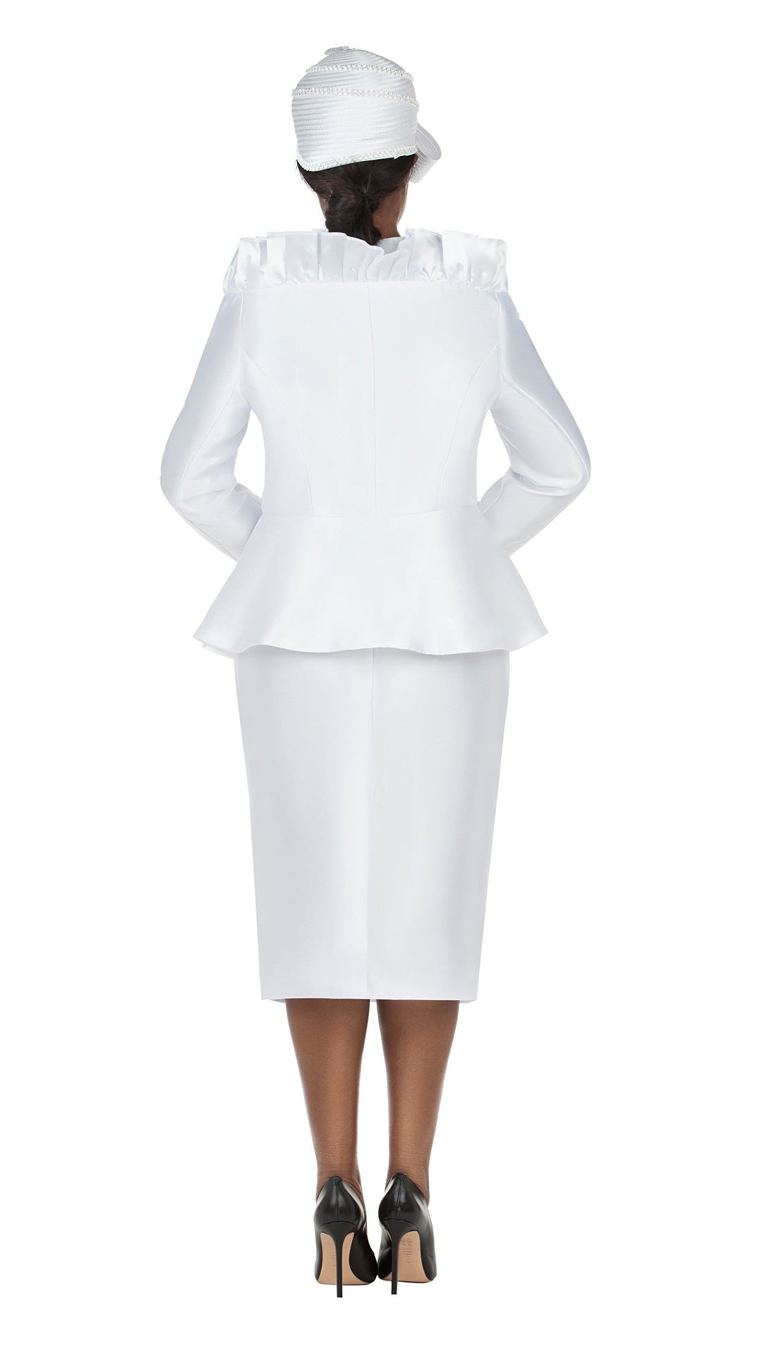2pc Silky Twill Ruffled Neck Suit - Plus