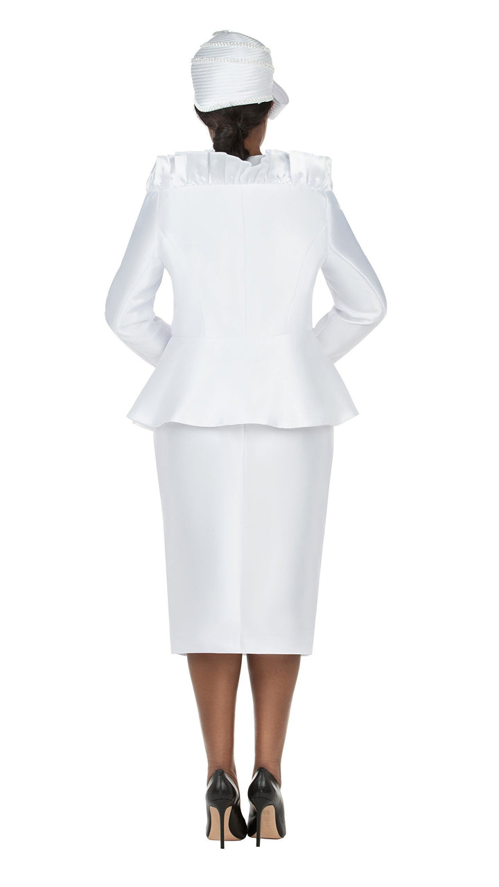 2pc Silky Twill Ruffled Neck Suit - Plus