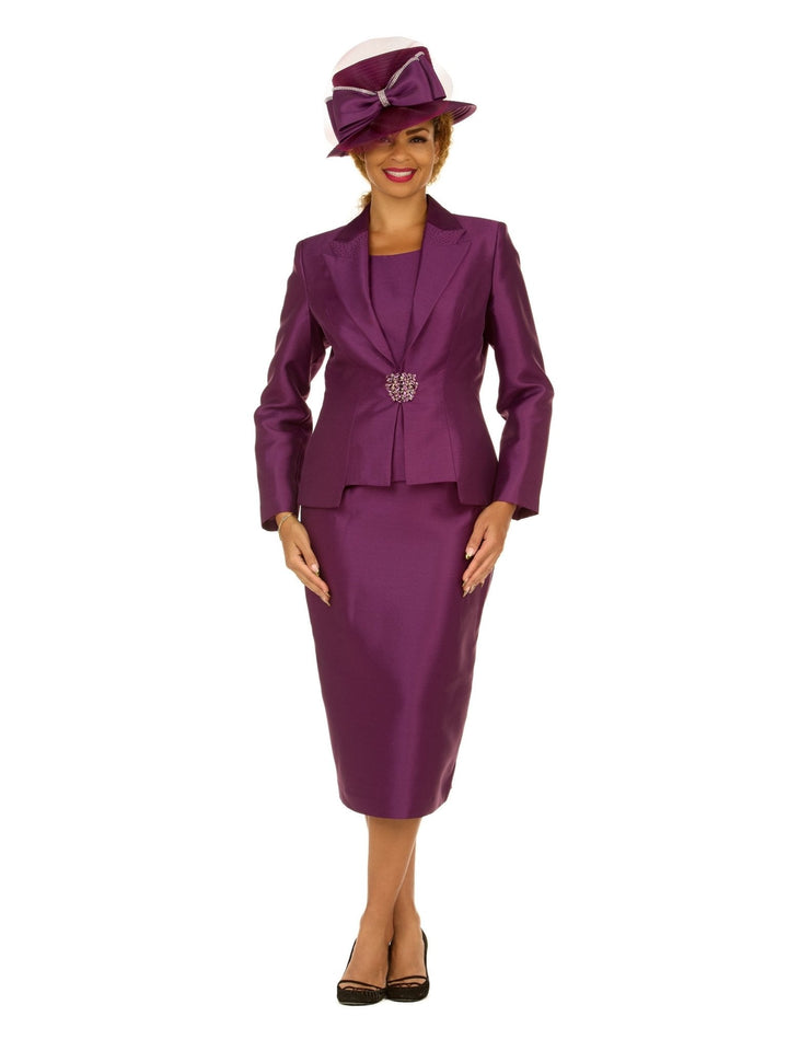 3pc Silky Twl Notch Stoned Collar Skt Suit - Plus - Especially Yours