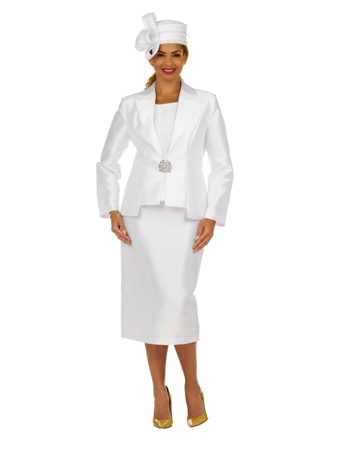 3pc Silky Twl Notch Stoned Collar Skt Suit - Especially Yours