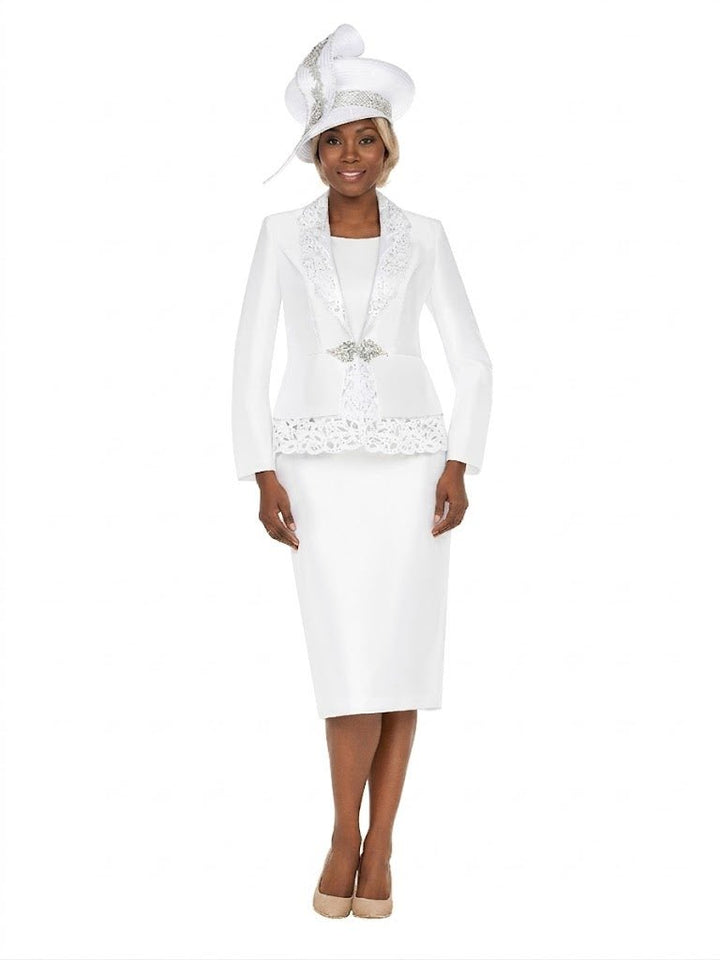 3pc Silky Twill Skt Suit w/ Cutouts & Stones - Plus - Especially Yours