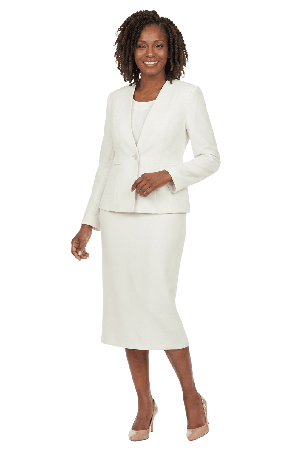 3pc Collarless Clean Lines Detailed Skirt Suit - Especially Yours