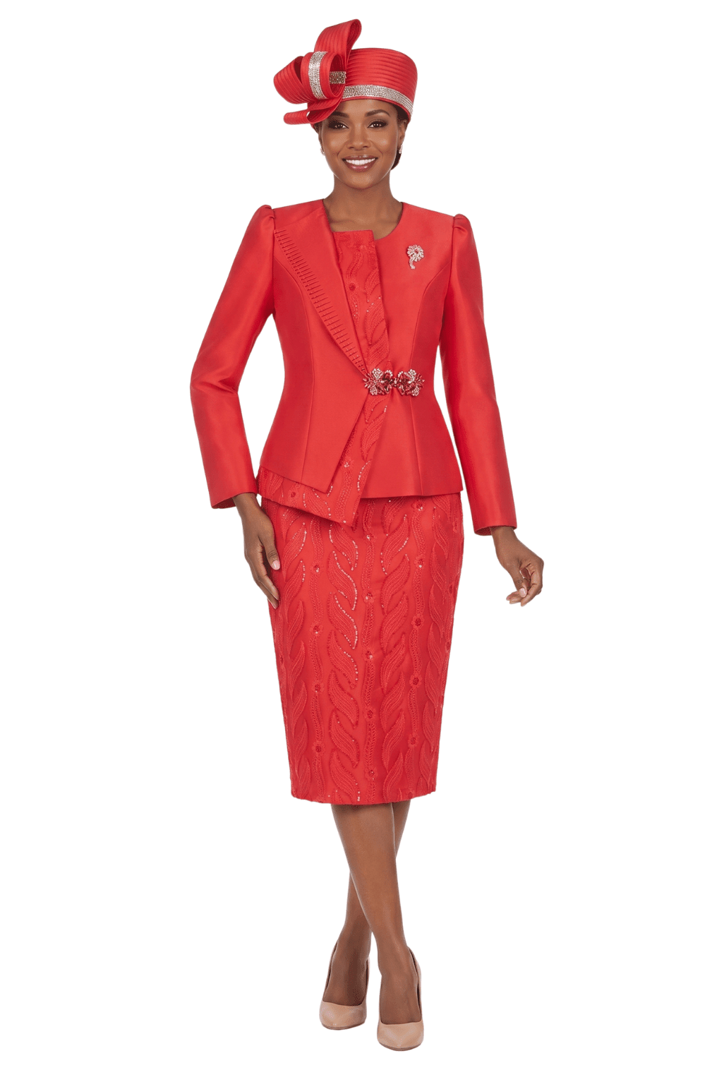 2pc Silky Twill Jkt + Sequined Lace Skirt Suit - P - Especially Yours