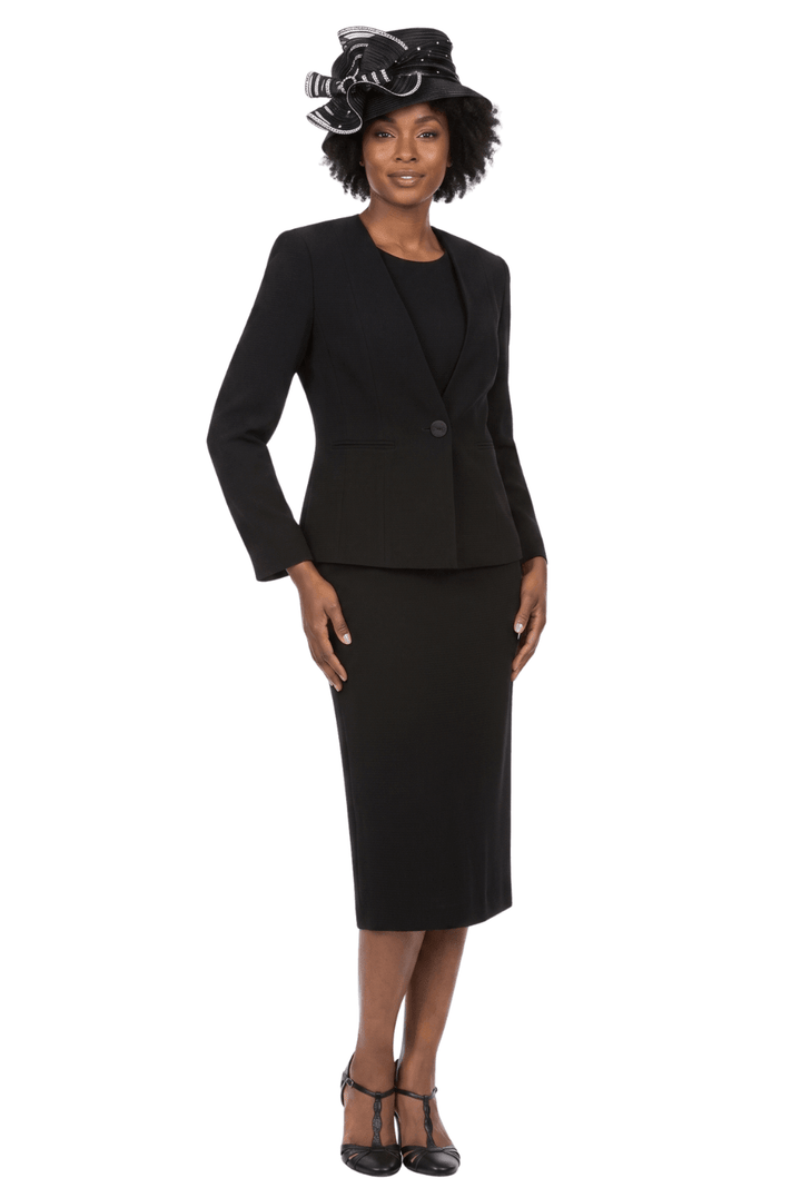 3pc Collarless Clean Lines Detailed Skirt Suit - Plus Size - Especially Yours