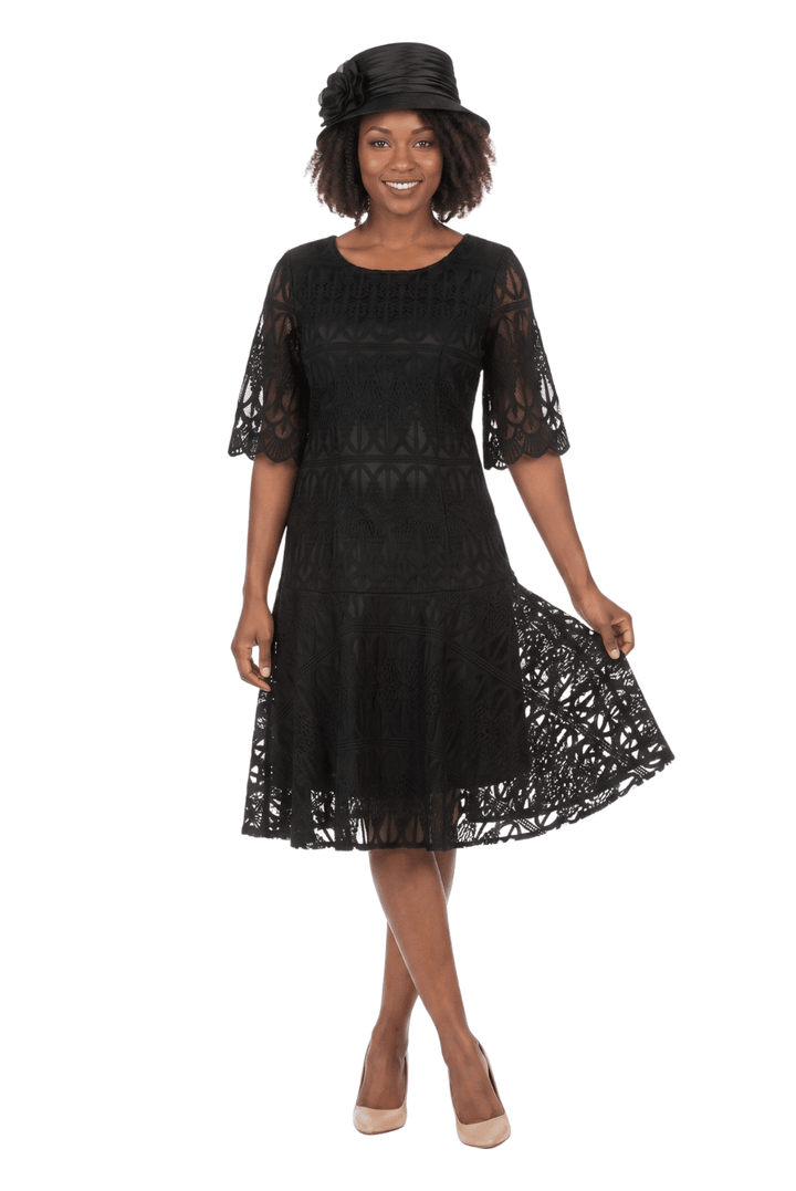 1pc Embroidery Lux Lace Pleated Flare Dress - Especially Yours