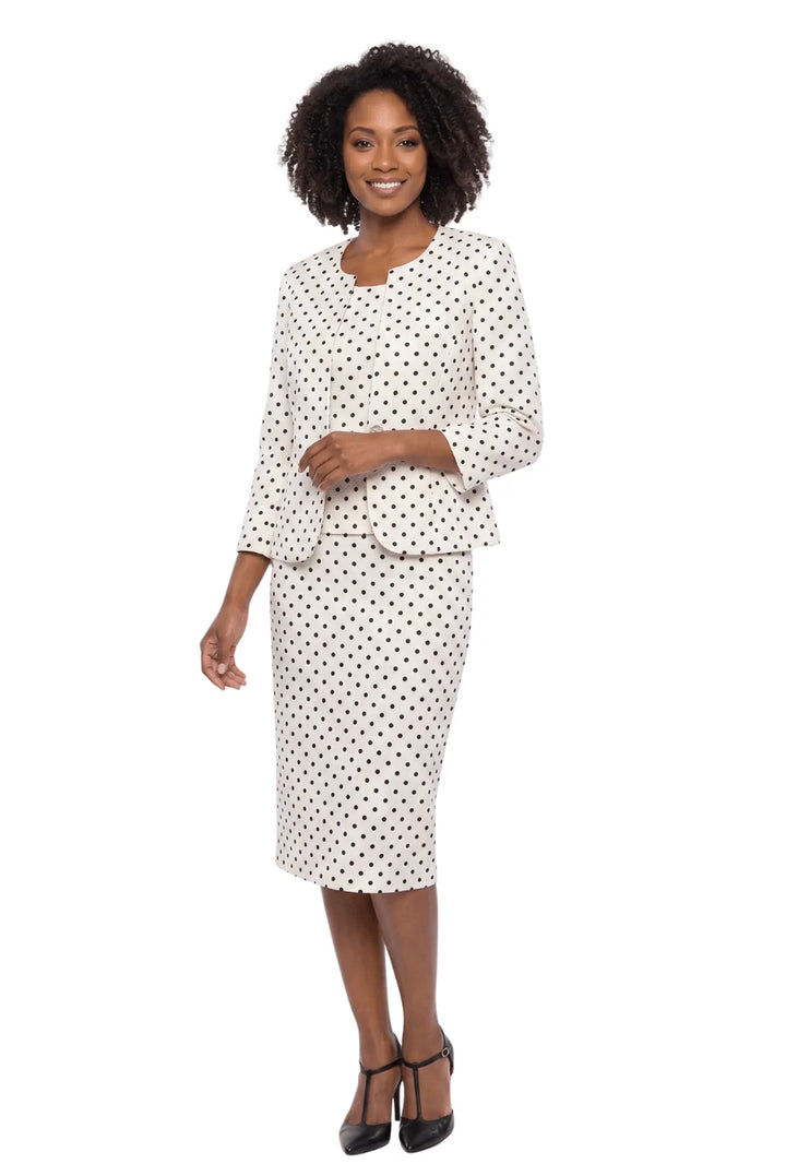 3pc Novelty Skirt Suit w/ Embellished Button - Plus Size
