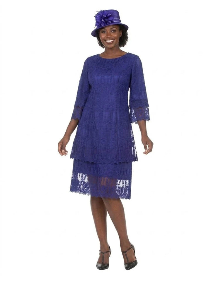 Elegant A-Line Tiered Lace Dress-Plus