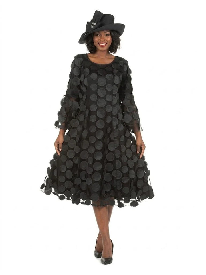 Bell Slv A-line Drs w/ Circular Petals Decor-Plus