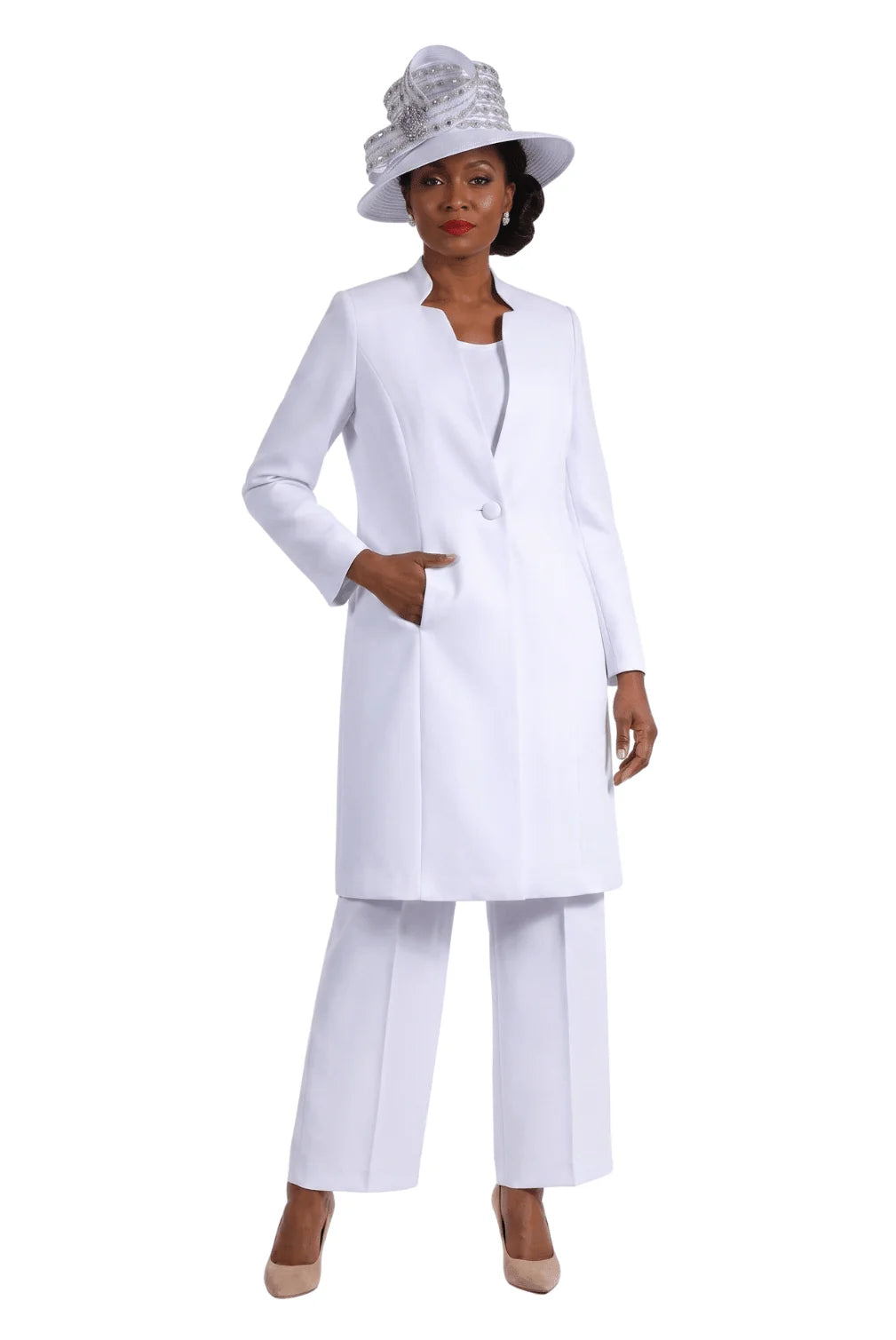 3pc Long Jkt+Cami+Pants Suit