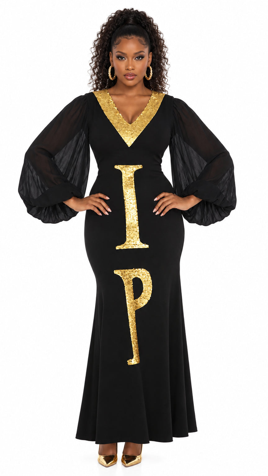 Love the Queen  Style 17570,BLACK/GOLD,1 Pc. Dress