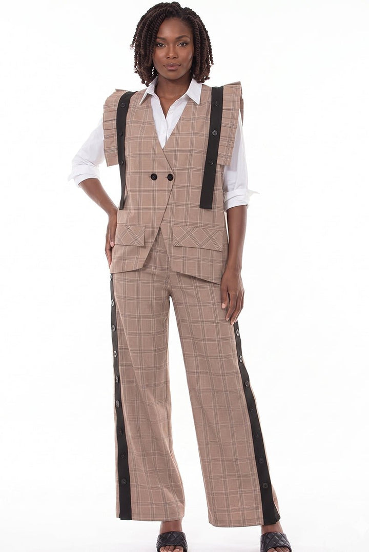 Plaid Vest and Wide Leg Pant Set by Love The Queen - Especially Yours
