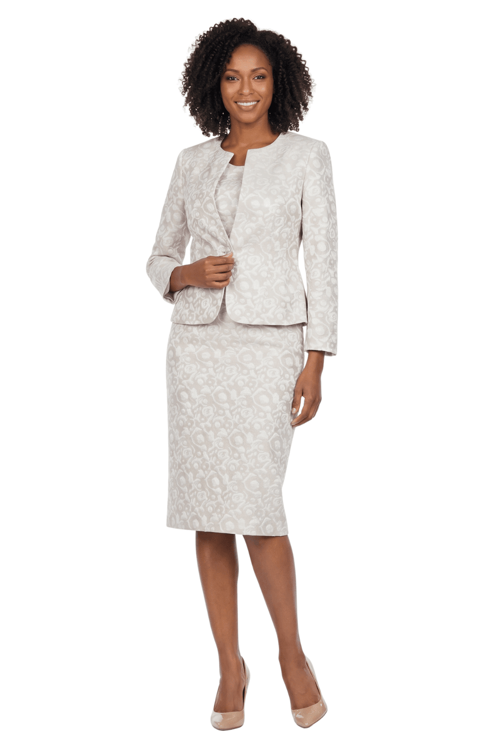 3pc Novelty Skirt Suit w/ Embellished Button - Especially Yours