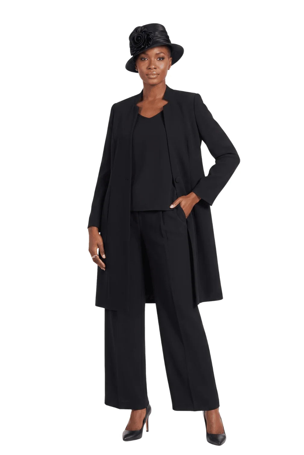 3pc Long Jkt+Cami+Pants Suit