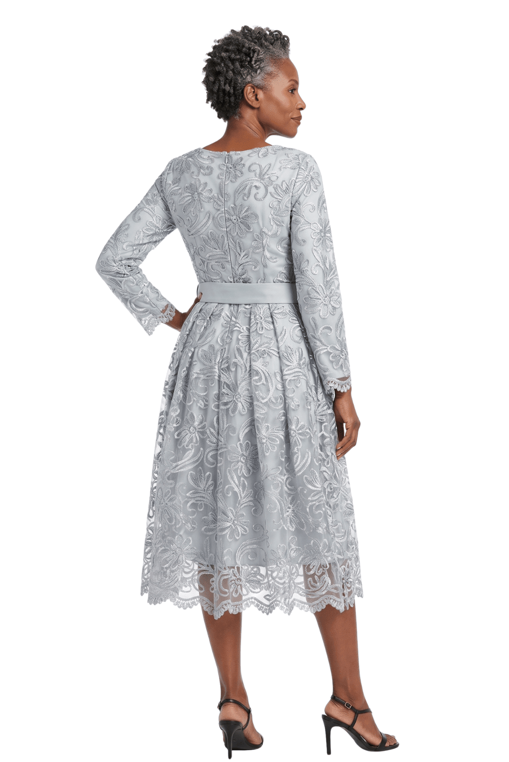 Long Slv Lux Lace A-line Dress w/ Belt - Especially Yours