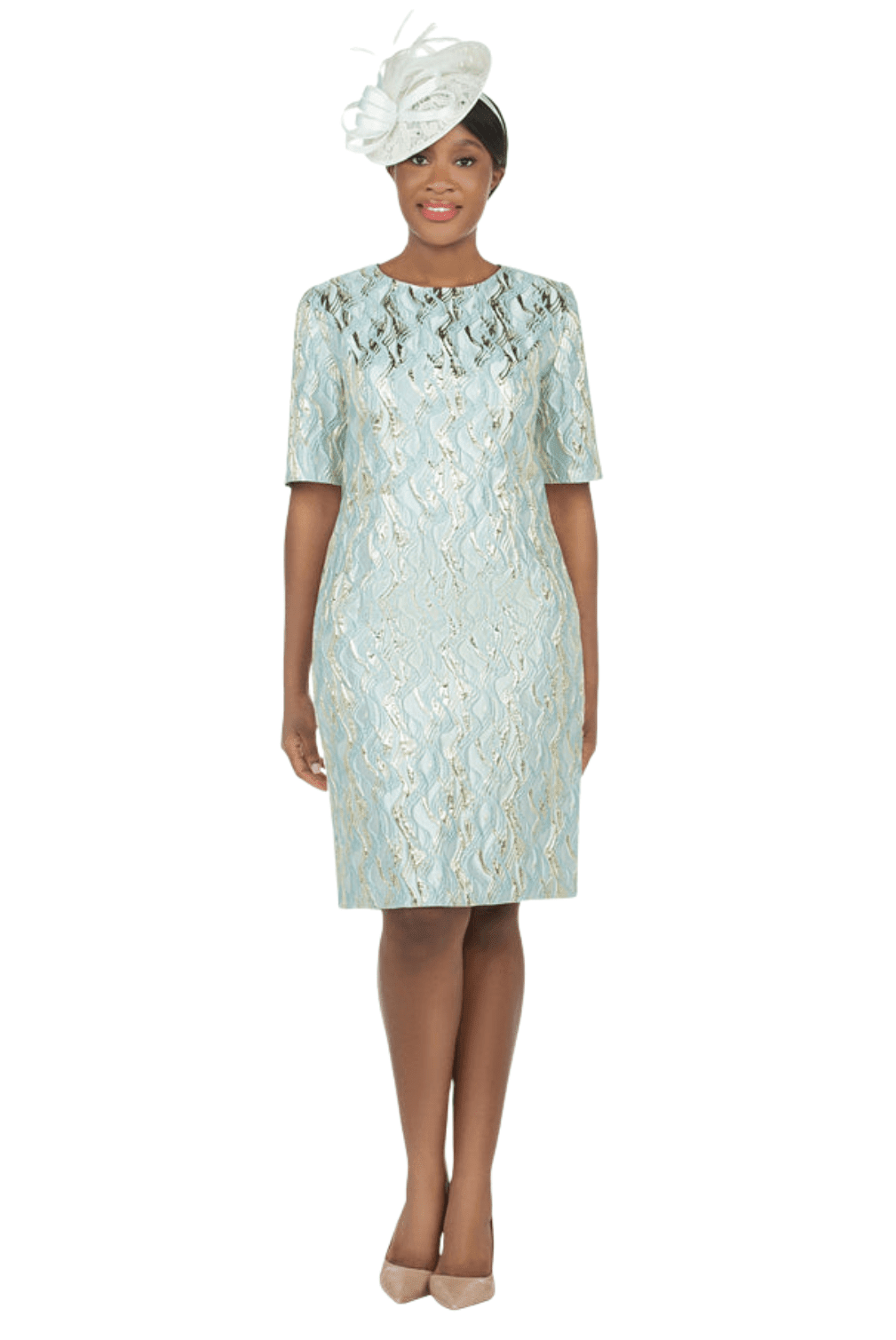 Short Slv Brocade Sheath Dress - Plus - Especially Yours