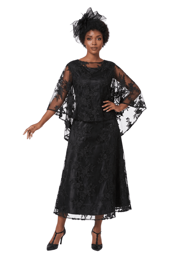 2pc Lace Dress & Hi-Lo Pull Over Lace Cape - Especially Yours