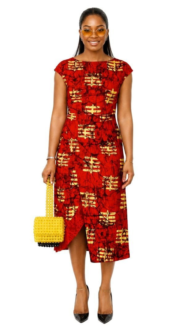 VICTORIA AFRICAN PRINT CAP SLEEVE MIDI DRESS----FINAL SALE