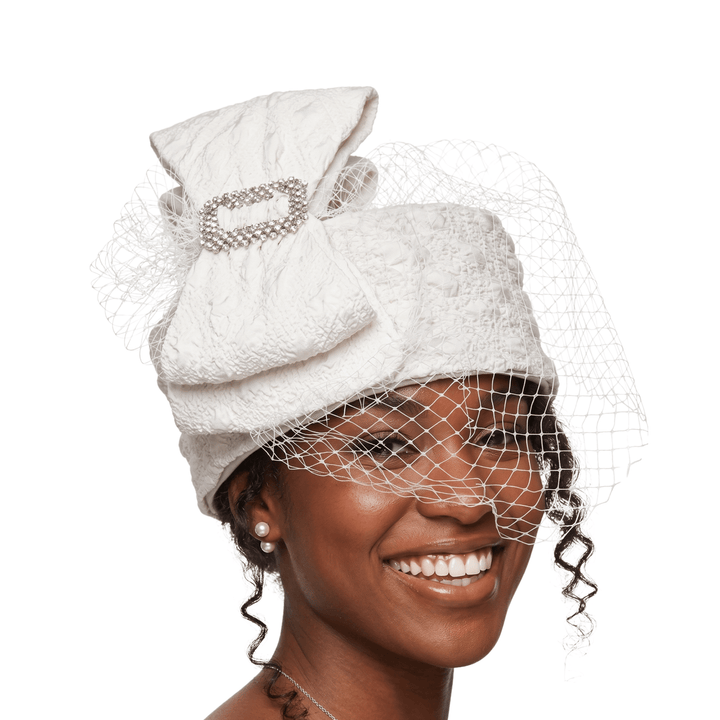 Popcorn Fabric Pill Box w/ Bow & Veil - Especially Yours