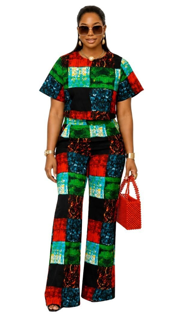 ADUN AFRICAN PRINT TWO PIECE PANT SET [MULTICOLOR]