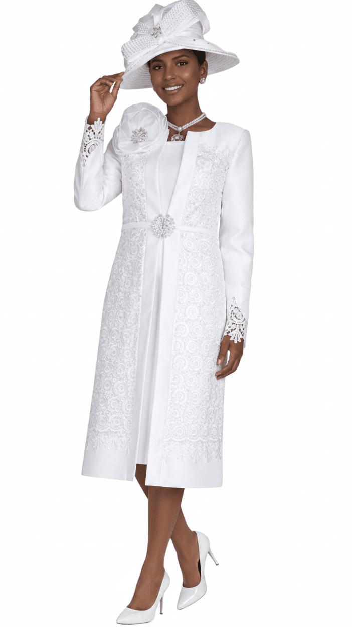 Elegant Embroidered Duster Dress Suit - 6359 - Especially Yours