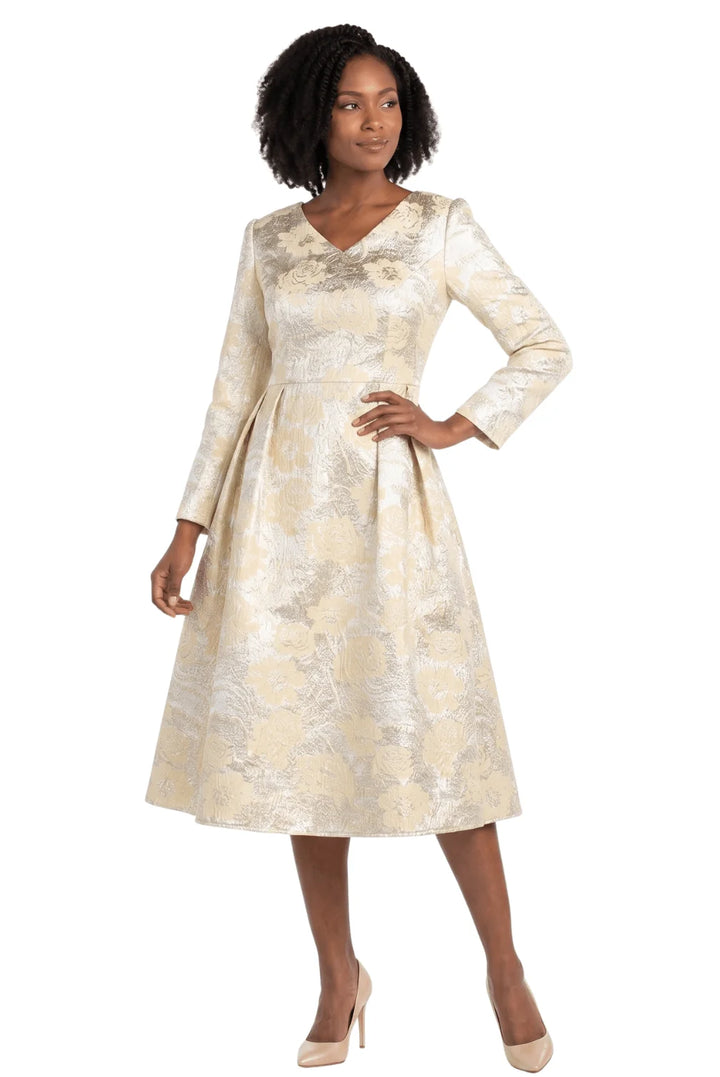 1pc Lux Brocade A-line Dress w/ Cape