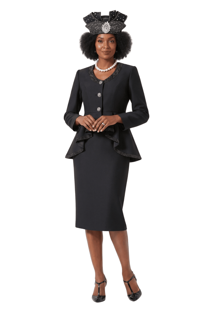 2pc Silky Twill Round Neck Uneven Peplum Suit - Especially Yours