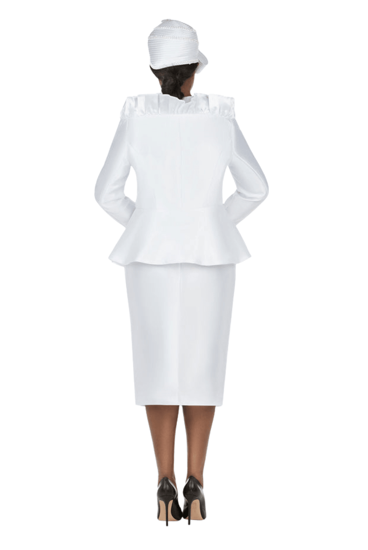 2pc Silky Twl Ruffled Neck Peplum Jkt+Skt Set - Especially Yours