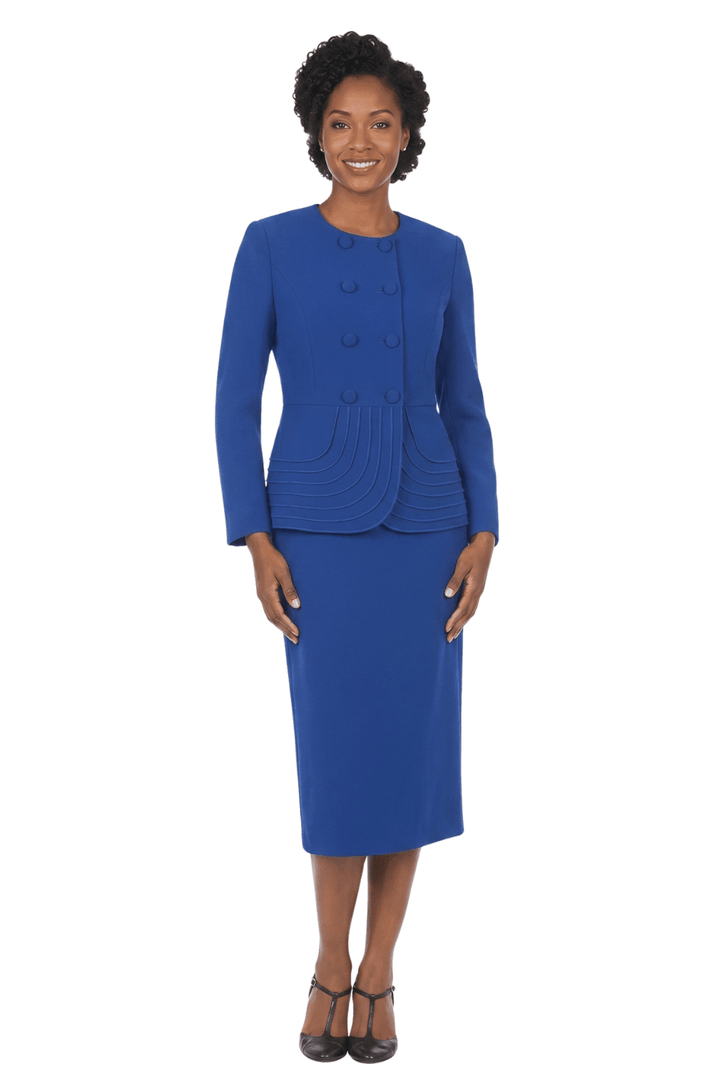 2pc Dbl Brstd Tiered Peplum Jkt Skt Suit - Especially Yours
