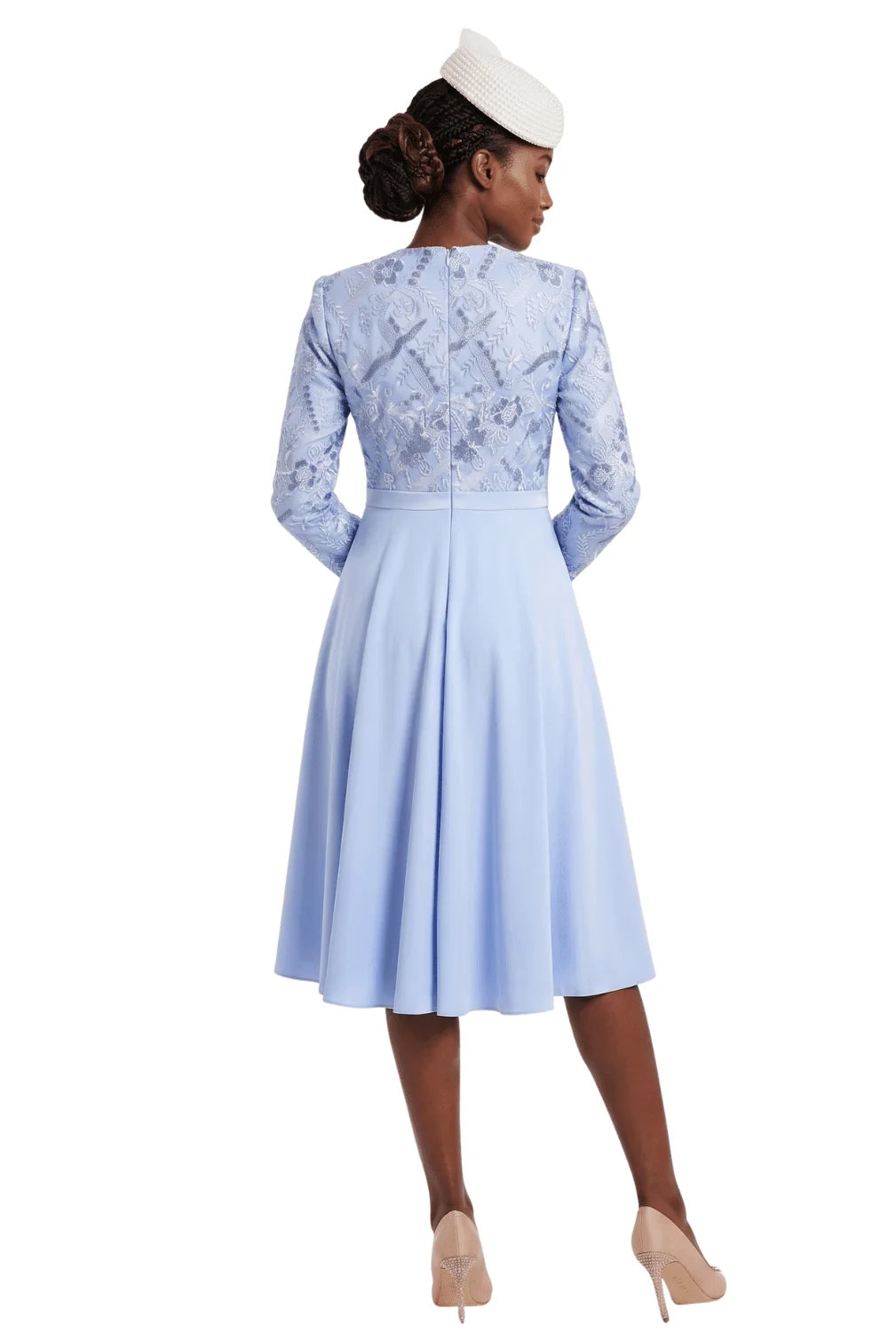 Round Neck LS A-line Dress w/ Waistband