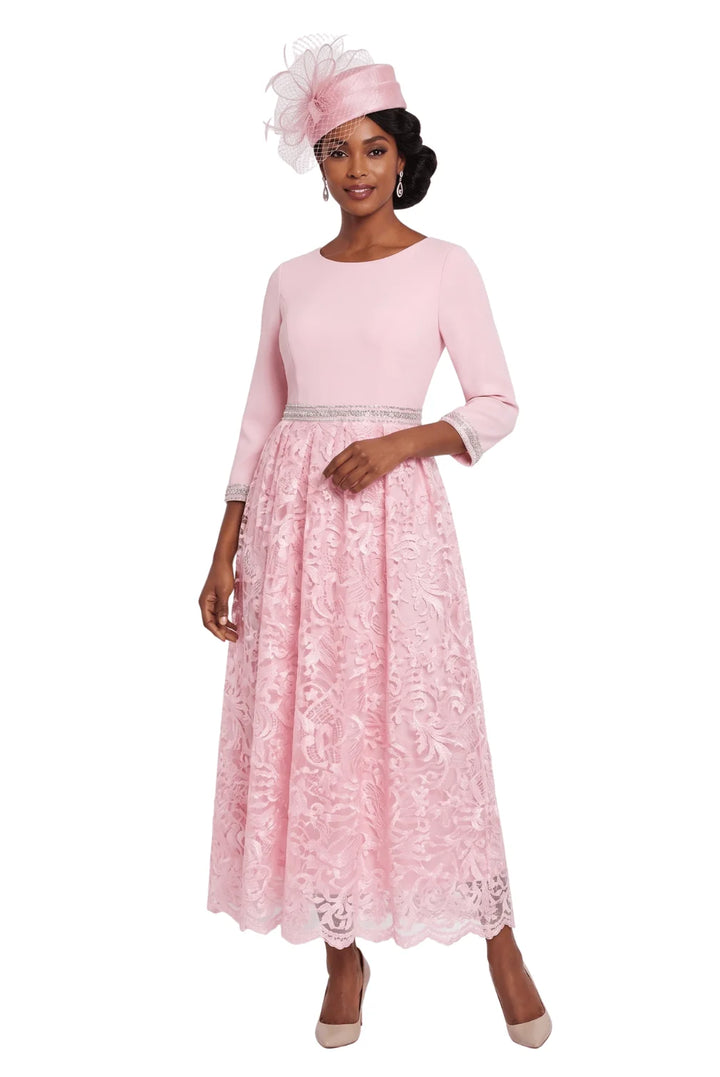 3/4 Slv Maxi Lace Overlay Drs w/ Rstnd Waist&Cuff