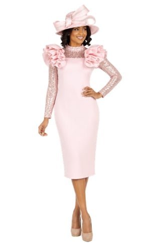 Elegant Scuba Sheath Dress w/ Semi-Sheer Lace Slv - Especially Yours