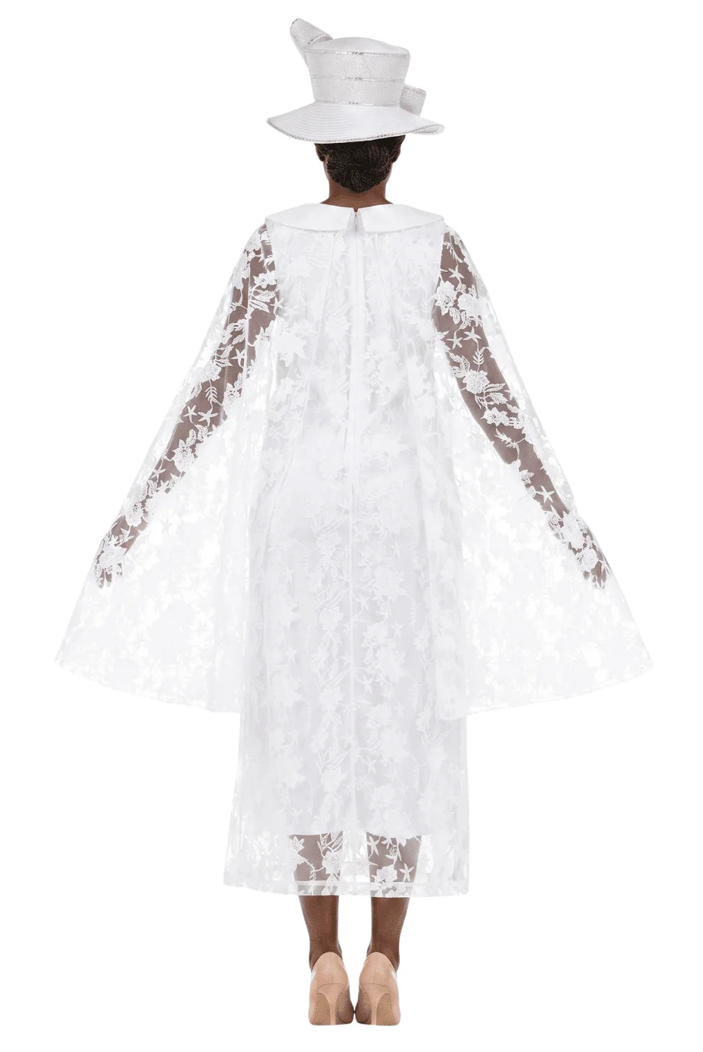 Faux 2pc Lace Overlay Drs w/ Cape