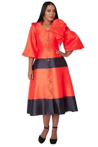 Colorblock Bow Detail Midi Dress - 41085 - Especially Yours