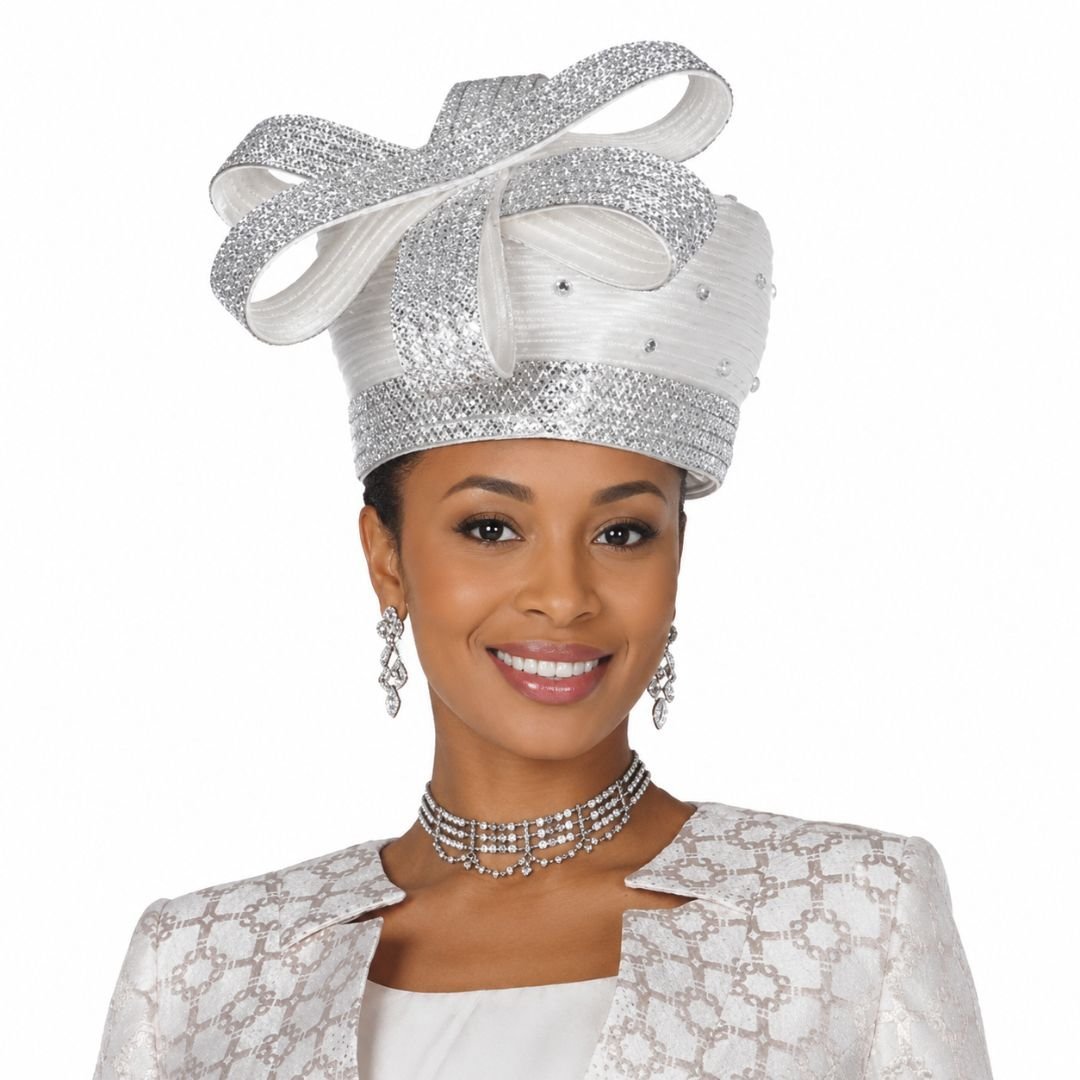 Champagne Italy Metallic Brocade Church Hat H6415 - Especially Yours