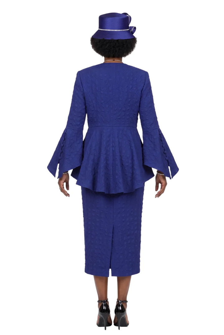 2pc Popcorn Peplum Jkt & Column Skirt Set - Plus Size