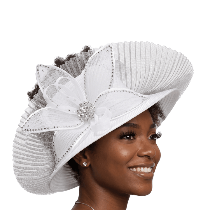 Medium Brim Stoned Hat w/ Flwr and Fan-shaped Veil - Especially Yours