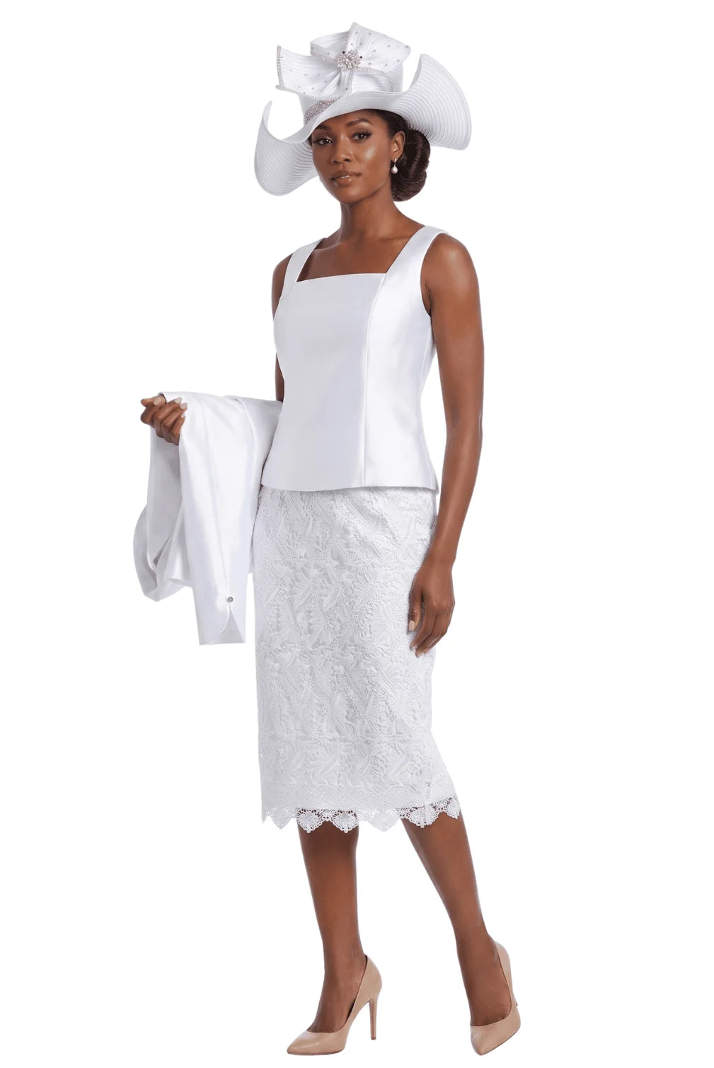 3pc Silky Twill&Lux Lace Combo Skt Suit