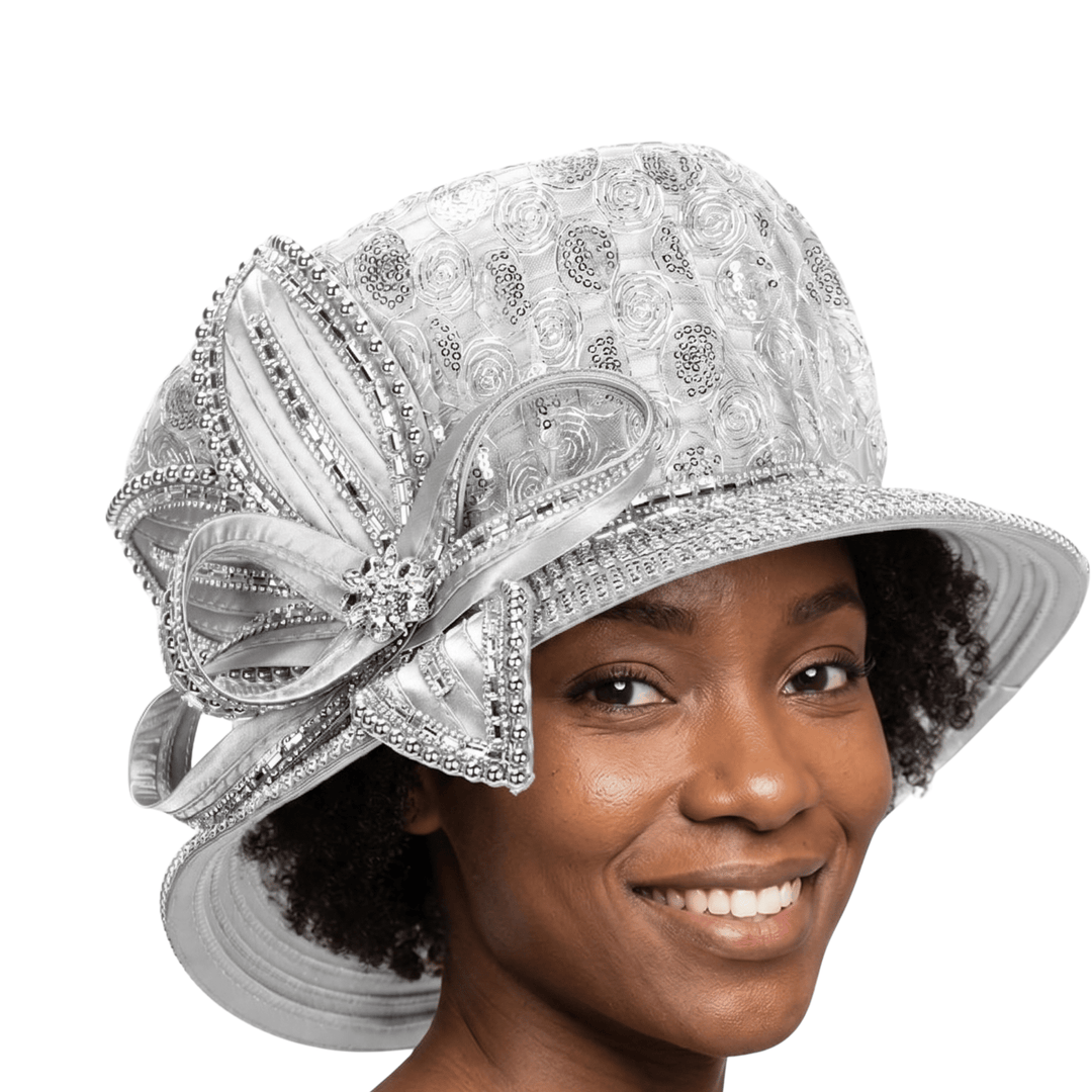 Lace Detail Rhinestone Bow Dress Hat - Especially Yours