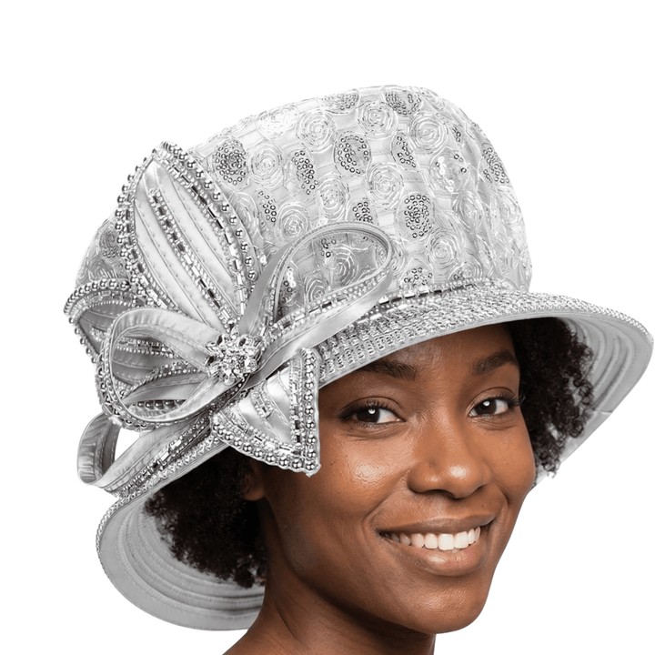 Lace Detail Rhinestone Bow Dress Hat - Especially Yours