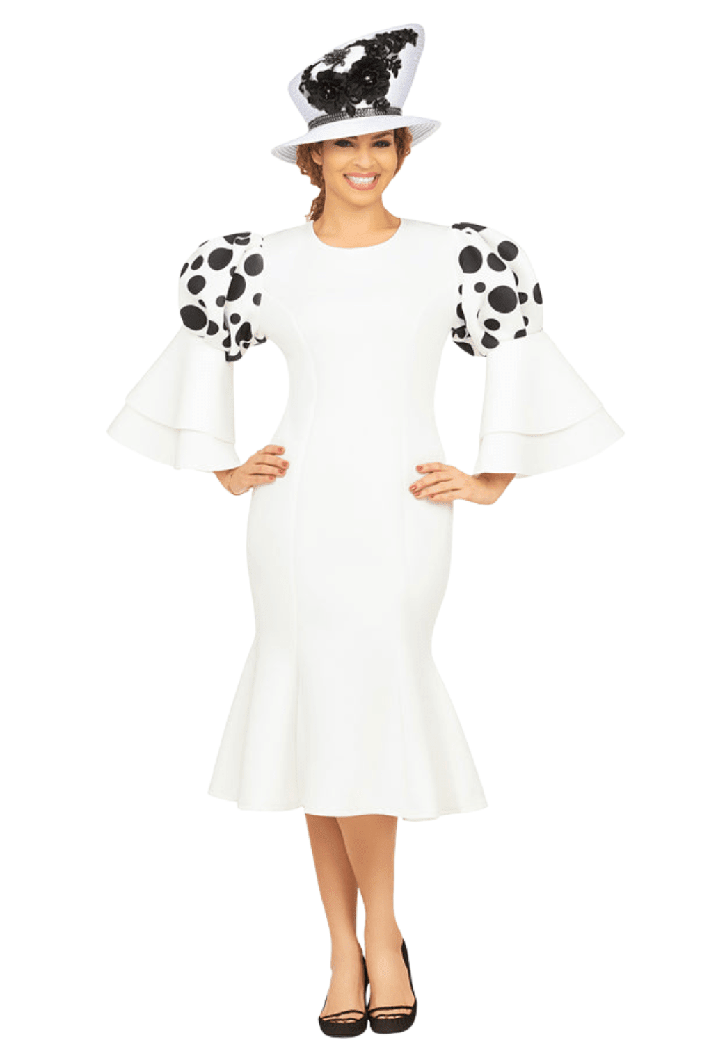Puff Bell Slv Scuba Dress w/ Mermaid Sweep - Especially Yours