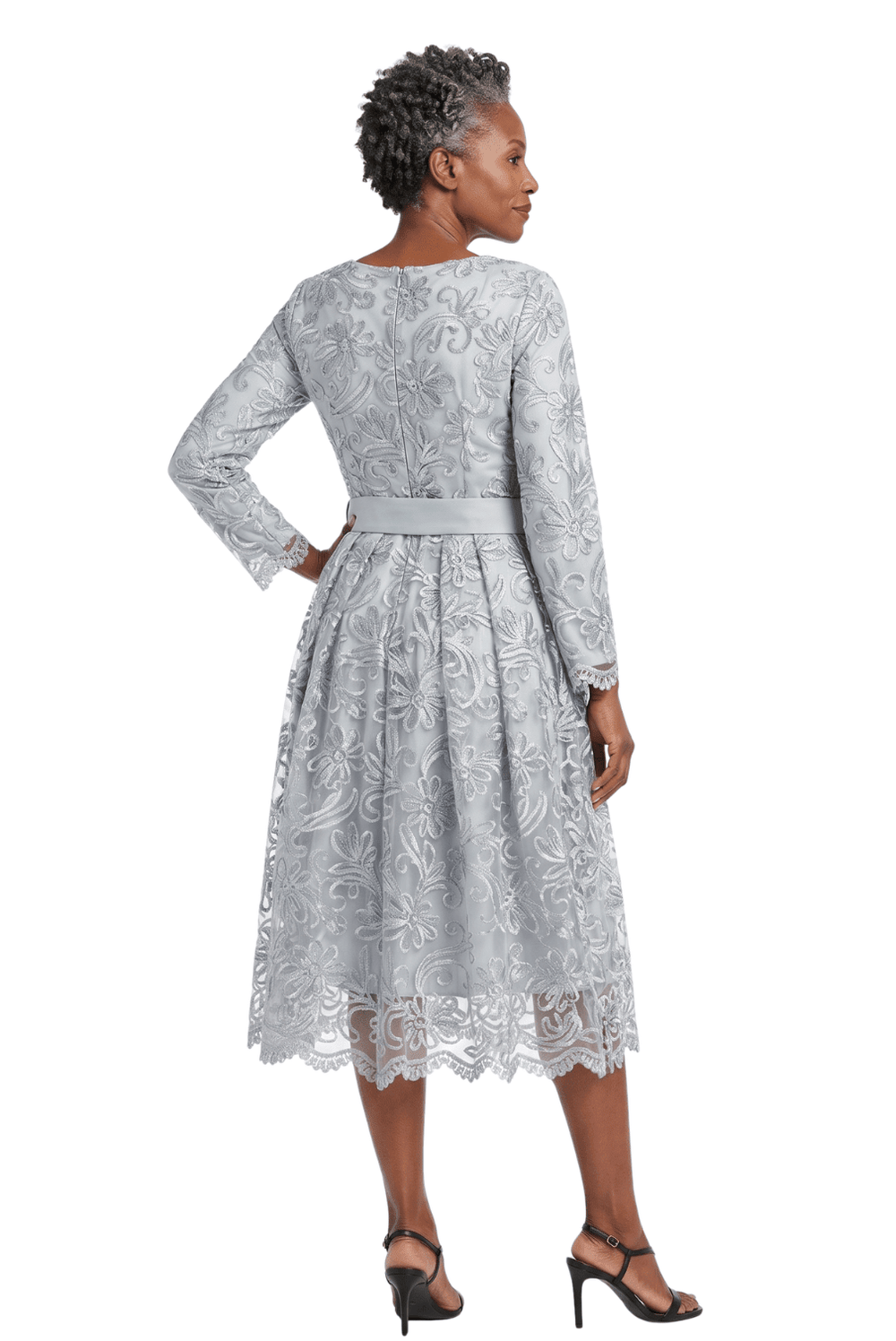 Long Slv Lux Lace A-line Dress w/ Belt - Plus - Especially Yours