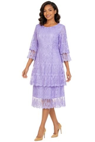 Elegant A - Line Tiered Lace Dress - Plus - Especially Yours