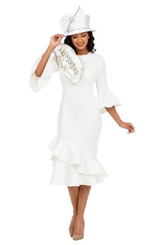 Elegant Scuba Flounce Dress with Sculpted Ruffle A - Especially Yours