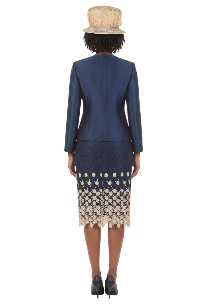 3pc Silk Twill/Lace Combo Two-tone Skirt Suit-Plus - Especially Yours