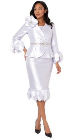 Elegant Dress & Jacket Set with Brooch - 41039