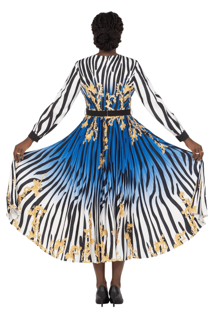 Pleated Dress in Multi Print Chiffon - Especially Yours