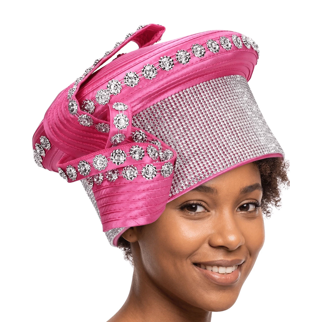 Massive Stoned Pillbox Hat w/ Flwr Stone Strip